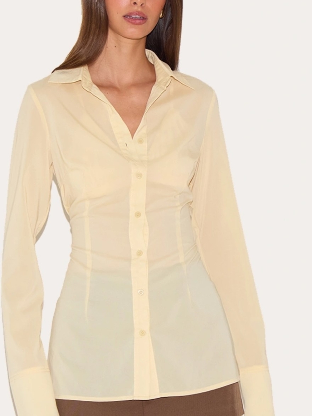 NWT PLT Butter Cream Chiffon Fitted Button Down Shirt- Size 8